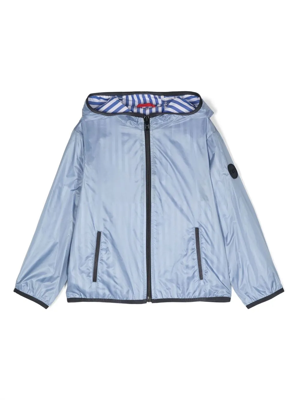 

Полосатая куртка на молнии с капюшоном Fay Kids, синий