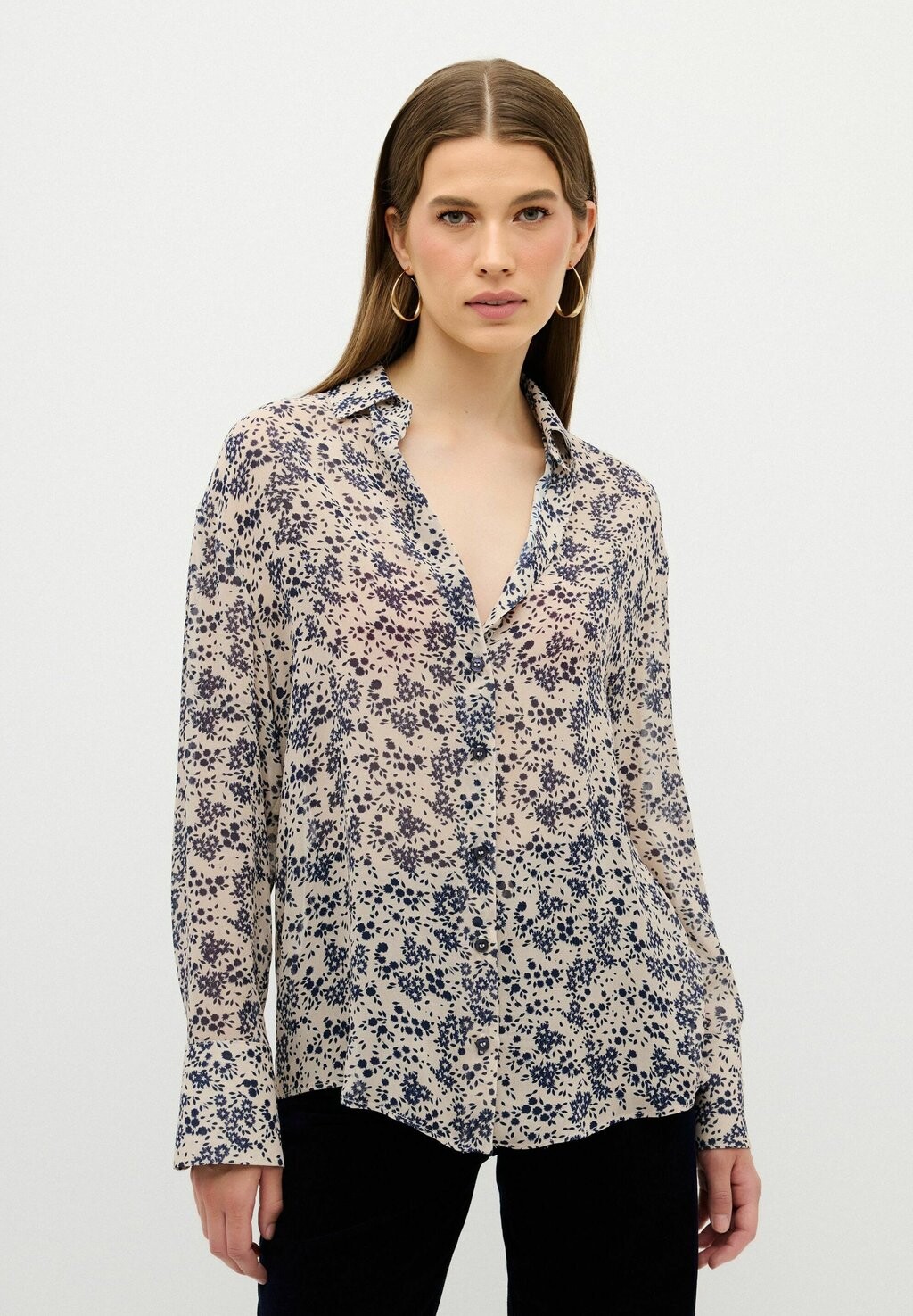 

Блузка на пуговицах LONG SLEEVE adL, темно-синий