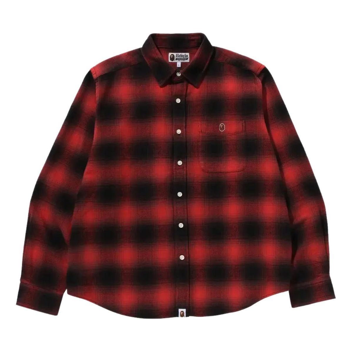 

Рубашка с длинными рукавами A Bathing Ape One Point Ombre Check свободного кроя, красная
