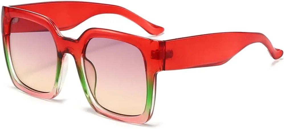 

Крупные квадратные солнцезащитные очки для женщин в винтажном стиле с градиентной оправой, модные, с защитой от УФ-излучения UV400, класса люкс TVTBBVV, Red