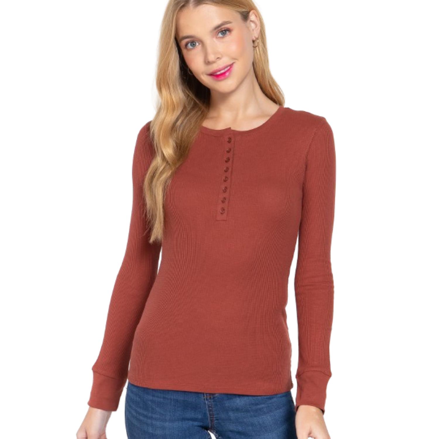 

Длинный Slv Henley Термотоп FASHNZFAB, цвет copper