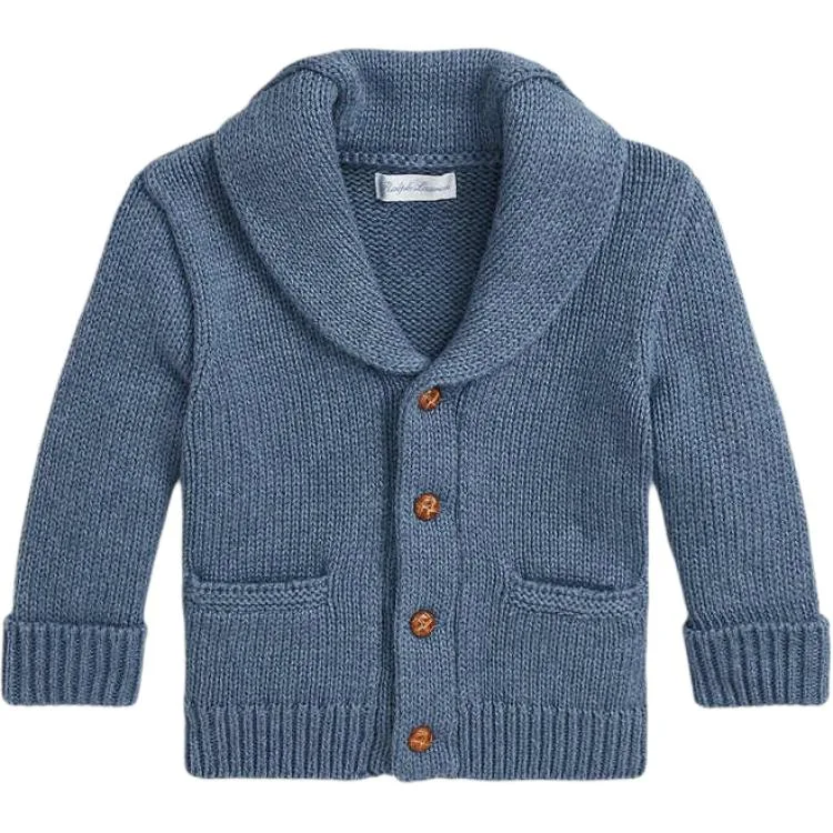 Свитер детский с воротником-шалью Moderate Polo Ralph Lauren, синий — фото 3