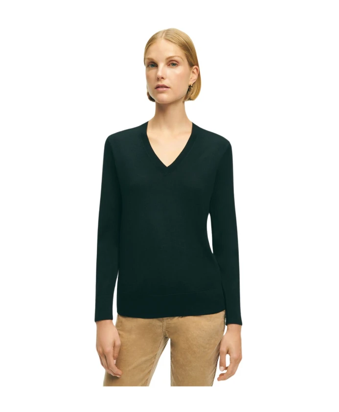 

Свитер с V-образным вырезом из мериносовой шерсти Brooks Brothers, черный