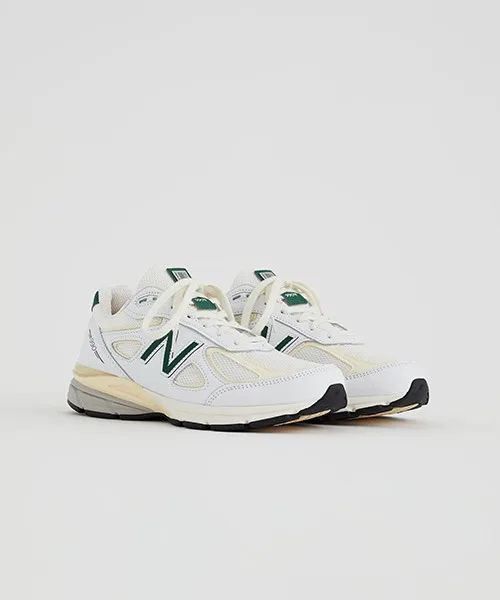 Унисекс кроссовки из натуральной кожи New Balance U990 TC4 бело-зелёные