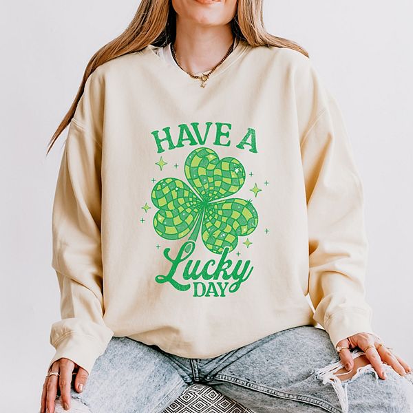 

Have a lucky day disco distressed - женский легкий свитшот с эффектом поношенности Simply Sage Market, Ivory