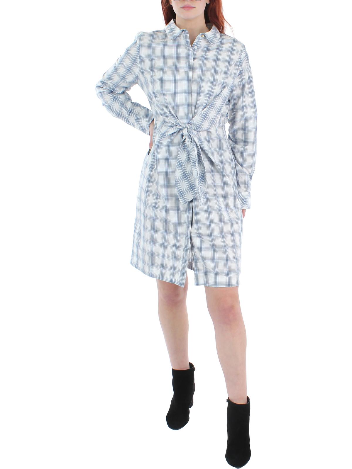 

Женское клетчатое платье-рубашка выше колена Calvin Klein, цвет chambray/white