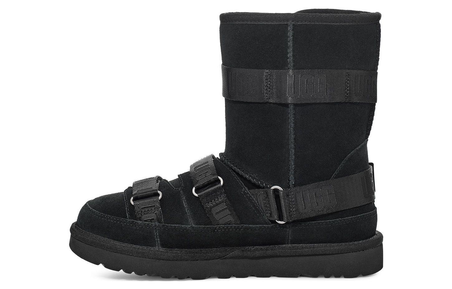Сапоги зимние UGG с ремешками, черный