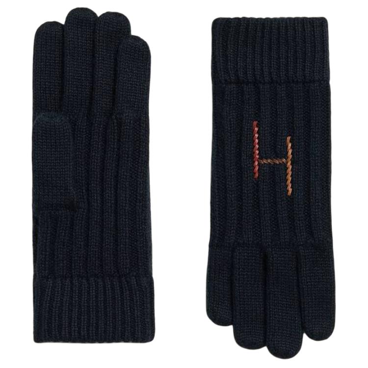 

HERMES Кашемировые вязаные перчатки унисекс, черные