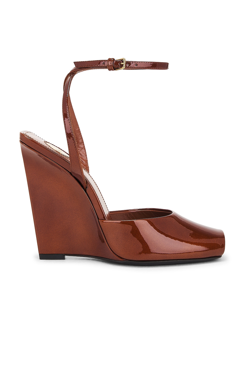 Orhand Peep Toe Wedge Saint Laurent, Fluffy Chataigne