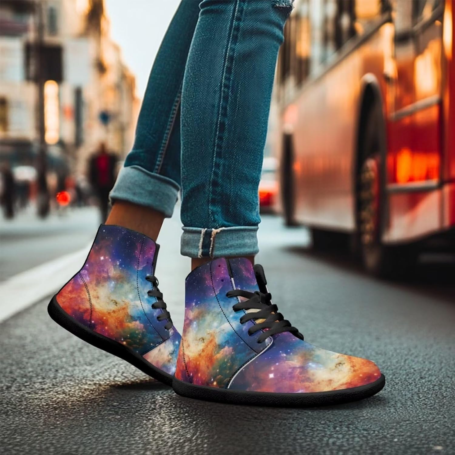 Мужские сандалии Jeiento Galaxy Barefoot с минималистичным дизайном, широкой носочной частью, ботильонами на щиколотку, из искусственной кожи, для ходьбы, повседневная обувь, Galaxy Starry Sky — фото 4