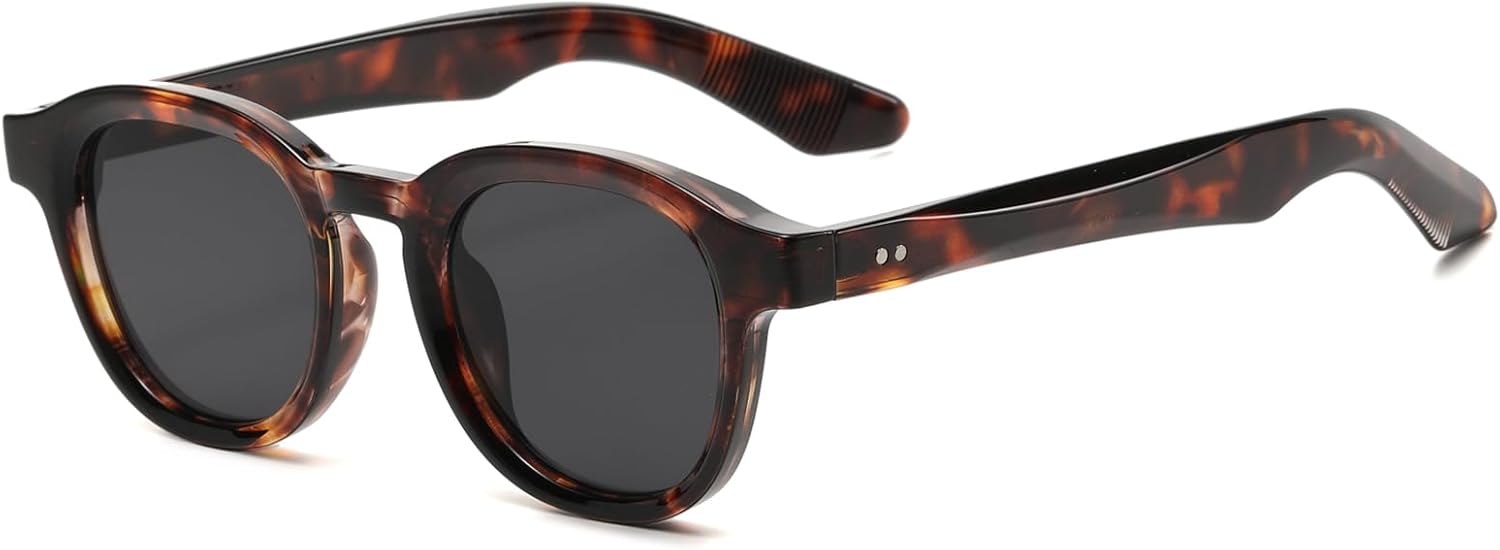 

Винтажные солнцезащитные очки Long Keeper маленького круглого размера для мужчин и женщин, ретро-очки с тонированными линзами, модные круглые солнцезащитные очки, 46 мм, Leopard Frame / Black Grey Lens