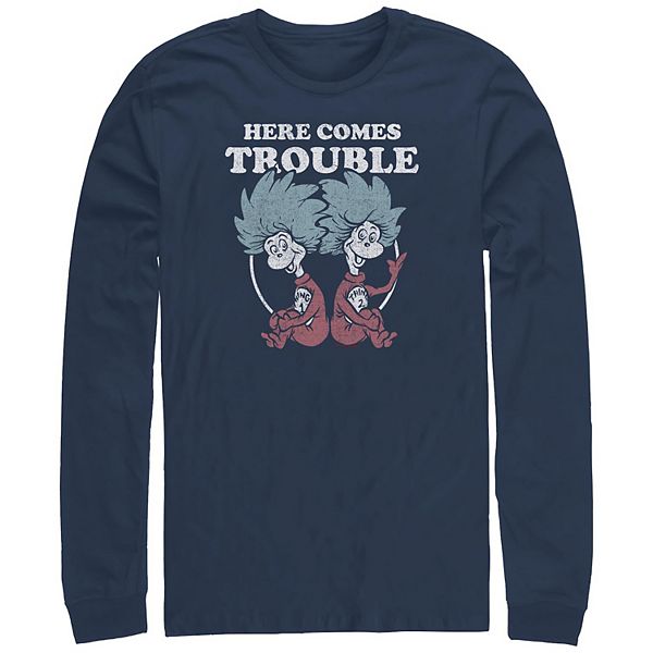 

Футболка с длинным рукавом Big & tall Dr Seuss Thing 1 and Thing 2 Here Comes Trouble Licensed Character