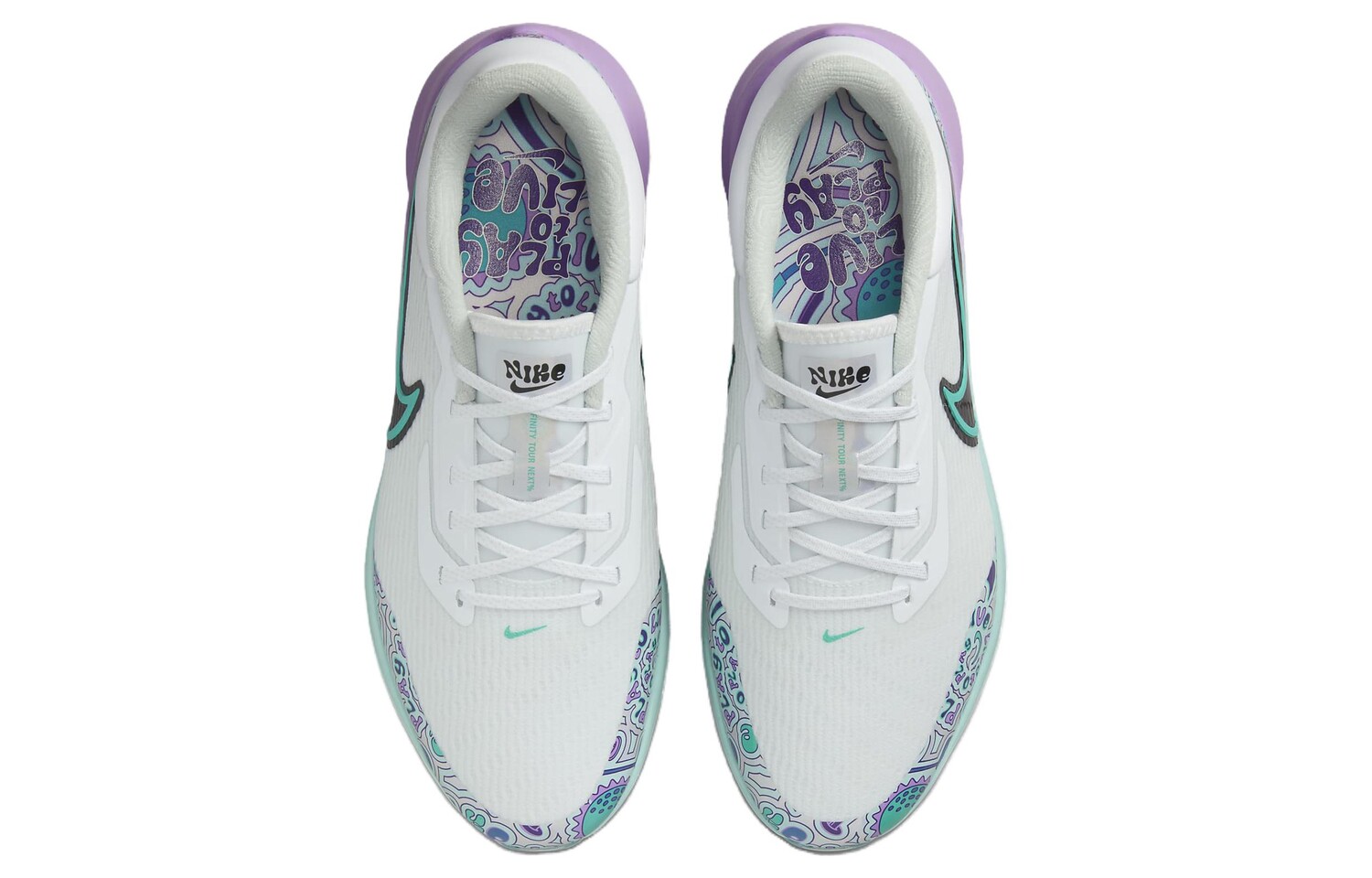 Кроссовки для гольфа Nike Air Zoom Infinity унисекс, Белый, зеленый и фиолетовый — фото 3