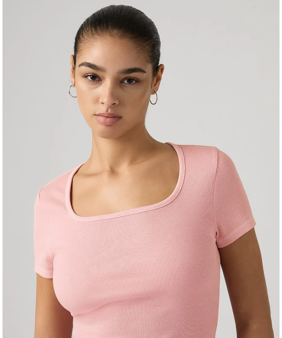 Женская базовая футболка с квадратным вырезом Levi's, Garment Dye Fa191913 Coral Blush — фото 3