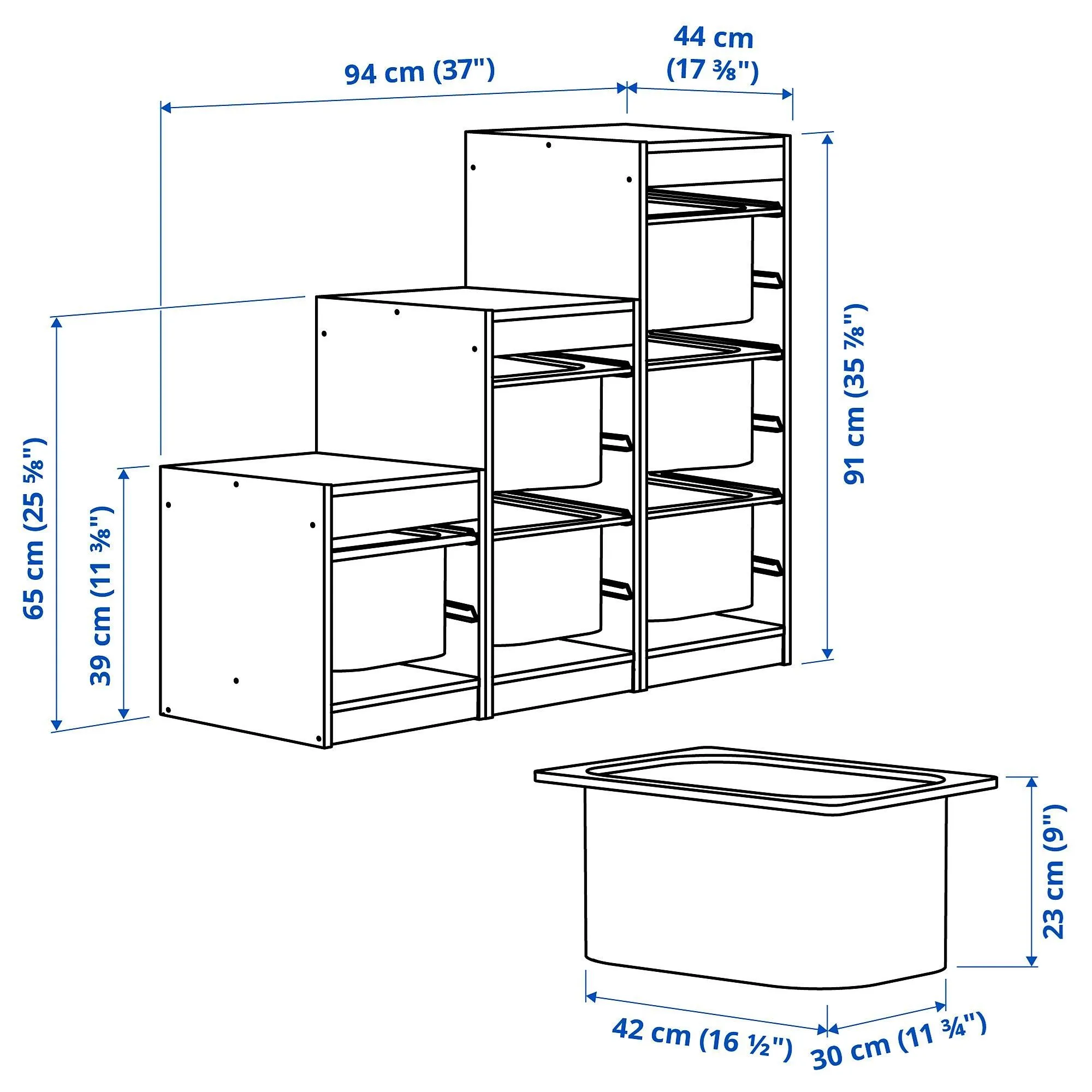 Шкаф для хранения, сосна/серый, 94x44x91 см, TROFAST IKEA — фото 4
