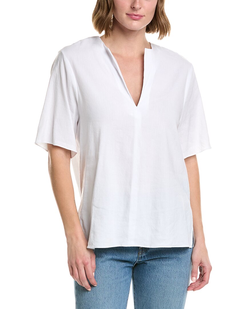 

Топ Vince Easy Slit Neck из льняной смеси, белый
