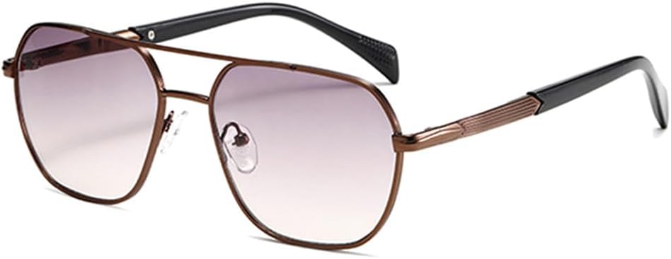 

Солнцезащитные очки с двойной перемычкой, мужские и женские, с защитой от УФ-излучения UV400, металлической оправой и прозрачными градиентными линзами, для вождения и повседневного ношения UYPTK, Coffee Grey Tea