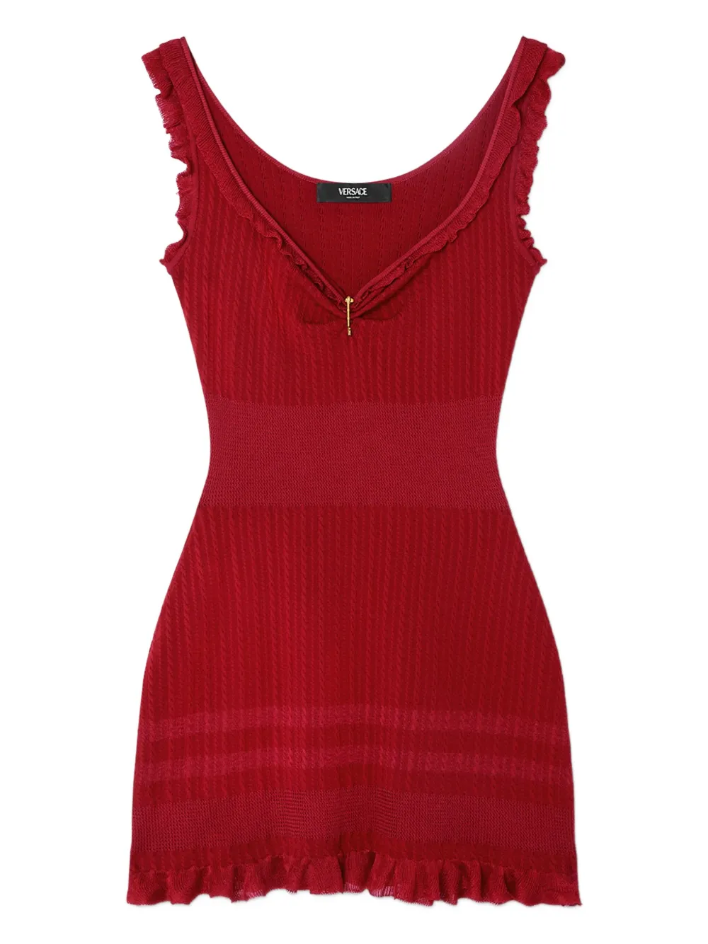 

Платье в рубчик с оборками VERSACE, красный