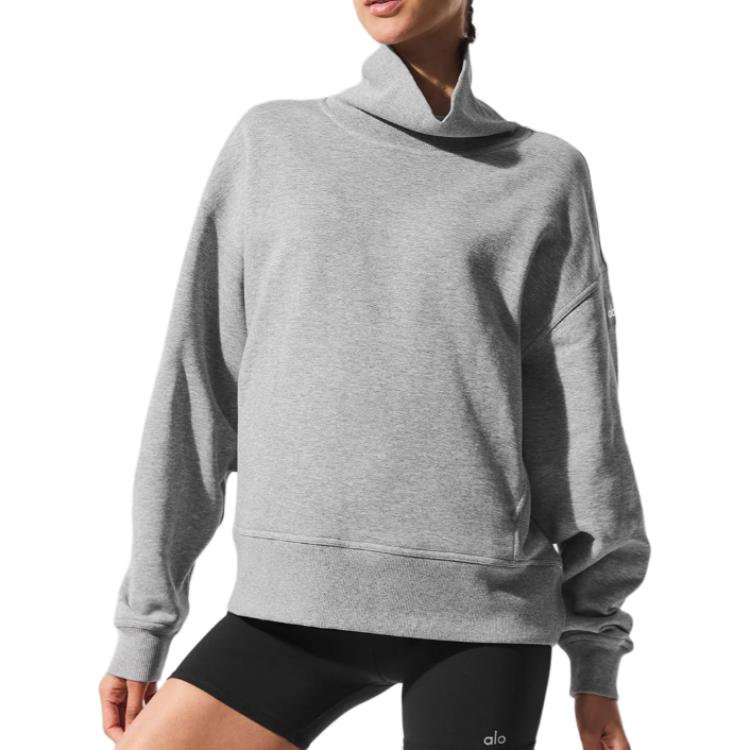 

Худи с высоким воротником для женщин Hazy Alo Yoga, темно athletic heather grey, Серый, Худи с высоким воротником для женщин Hazy Alo Yoga, темно athletic heather grey