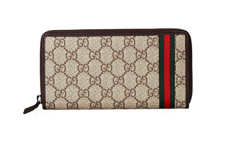 

GUCCI Кожаный бумажник с холщовой вставкой и денежным зажимом