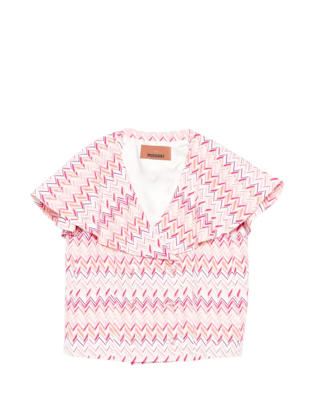 Многослойный жакет с узором шеврон Missoni Kids, розовый