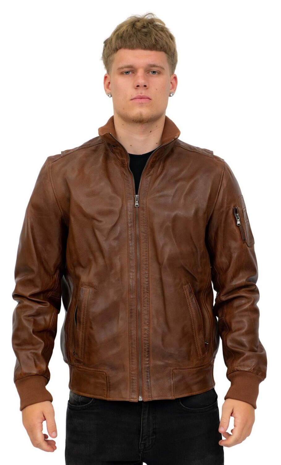 

Бомбер уни из кожи adana Infinity Leather, коричневый