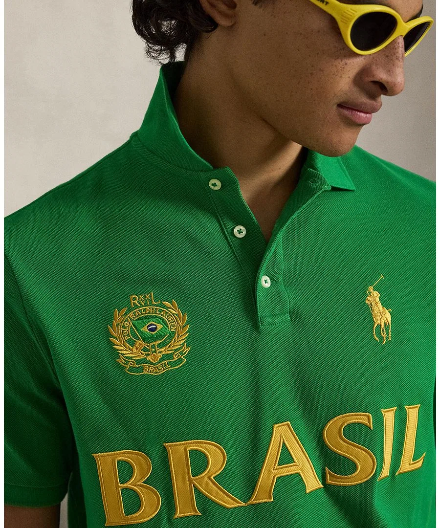 Мужская классическая рубашка-поло Brazil Polo Ralph Lauren, зеленый — фото 4