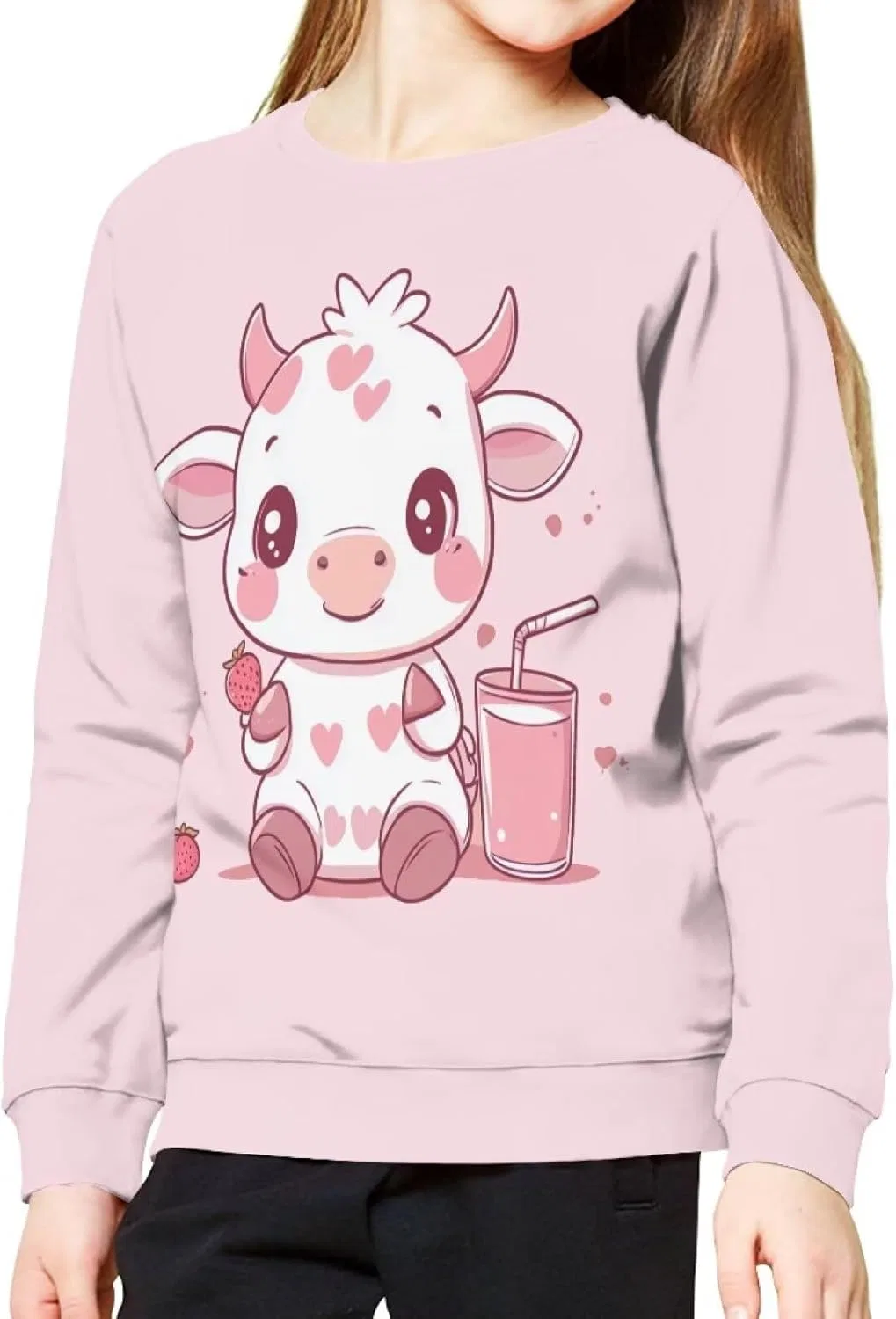 Детская толстовка ZPINXIGN, Strawberry Cow Milk Tea