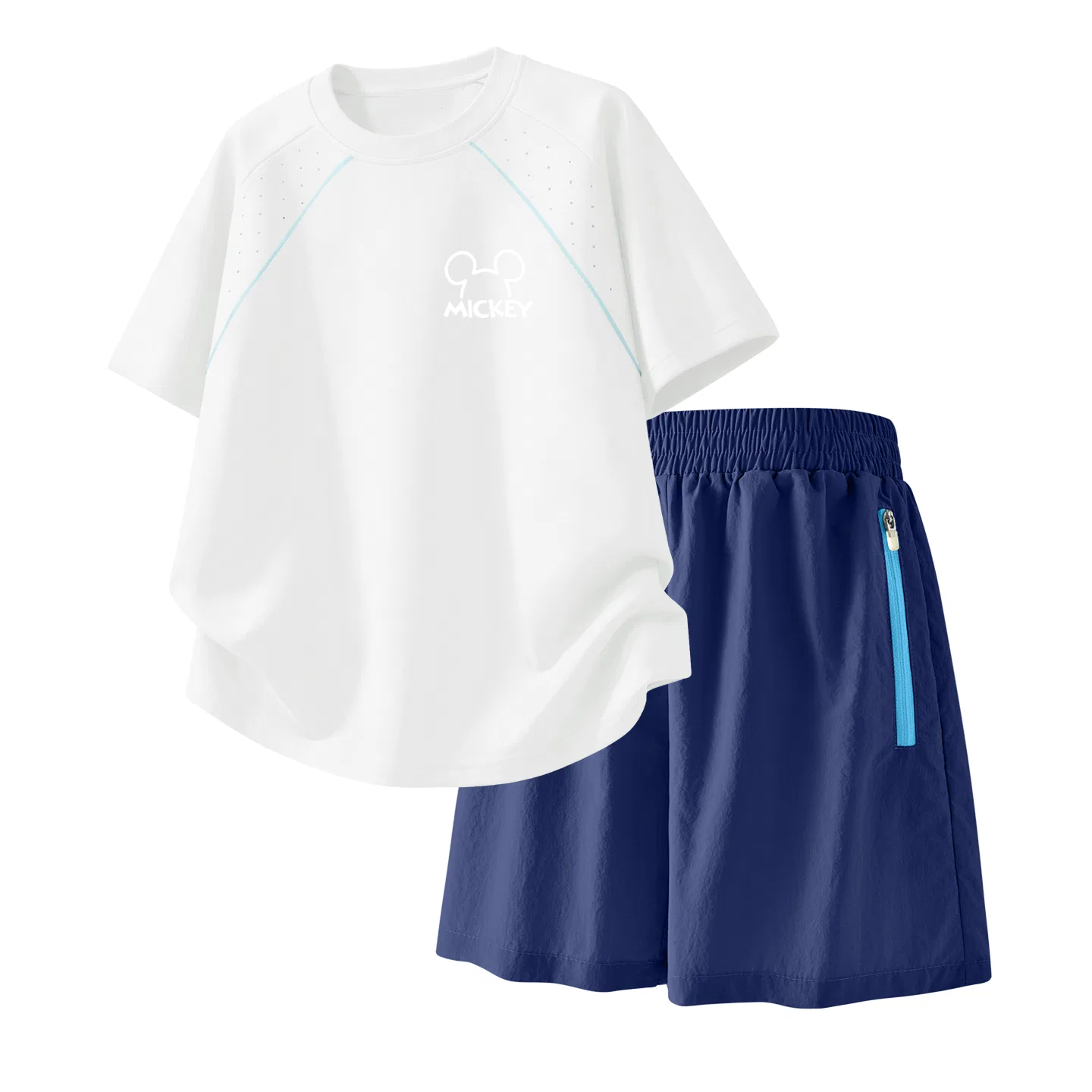 Детский спортивный костюм Casual Sportswear 2 Piece Set Disney, Thick Board Line K Milkshake White+Solid Color Deep Sea Blue