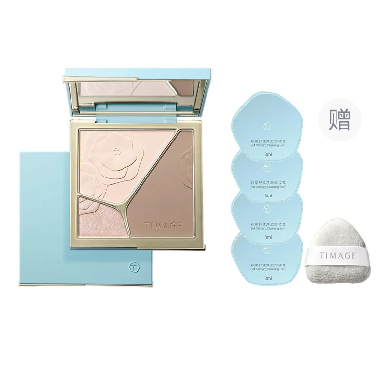 TIMAGE Трехцветная палетка для контуринга и хайлайтинга All in One Palette 3.0, A02 Moonlight Clear+Gift