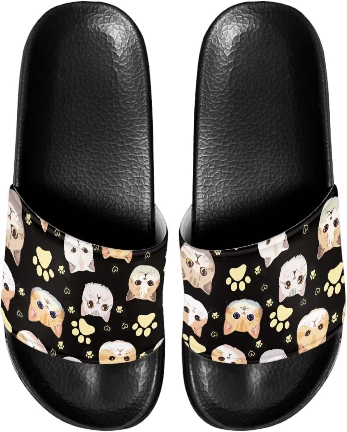 

Противоскользящие сланцы для женщин и мужчин, открытые босоножки для дома, удобные плоские шлепанцы для ванной и пляжа Annejudy, Cats Print