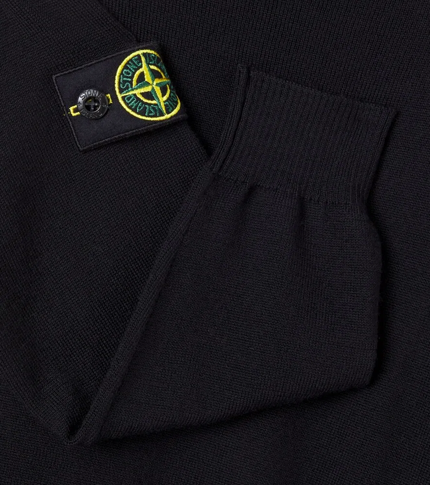 Свитер-водолазка из натуральной шерсти Compass Stone Island Junior, черный — фото 3