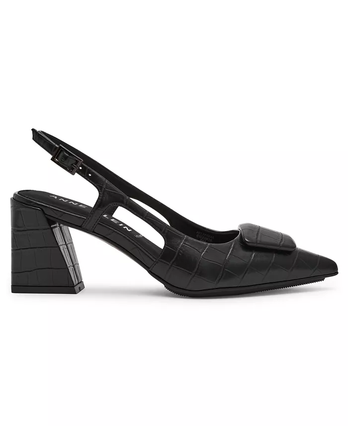Женские туфли-лодочки Renetta на устойчивом каблуке с ремешком на щиколотке Anne Klein, черный — фото 2