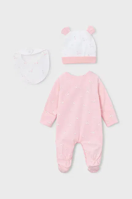 Ползунки длинный рукав из хлопка с эластаном Mayoral Newborn, розовый — фото 2