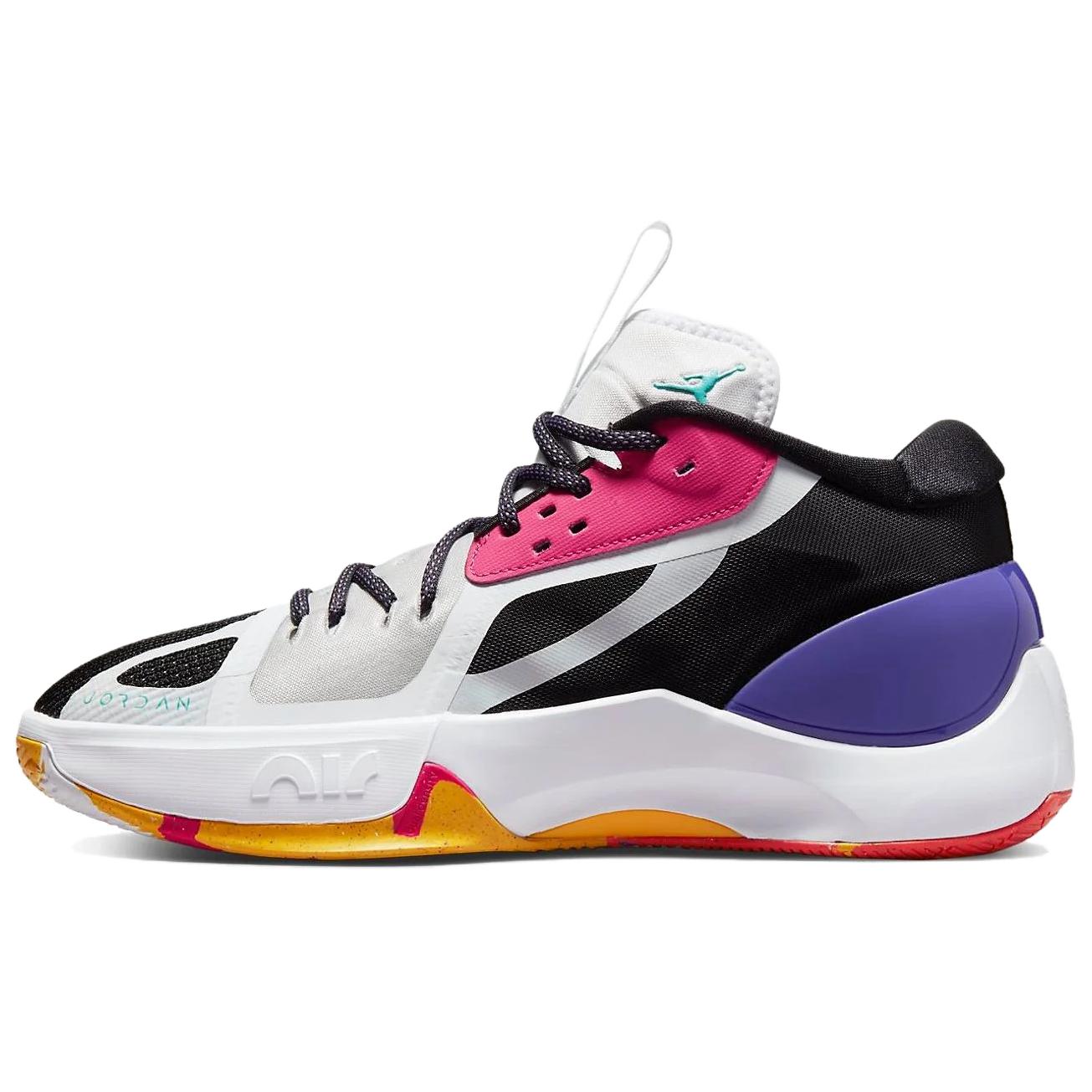 

Jordan Кроссовки баскетбольные Zoom Separate Abrasion Resistant Mid top мужские White Black Purple