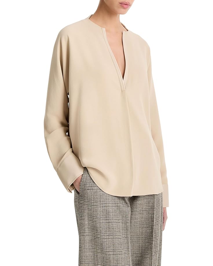 

Блуза Vince Leather Trim Dolman Sleeve Blouse, цвет Dark Ivory