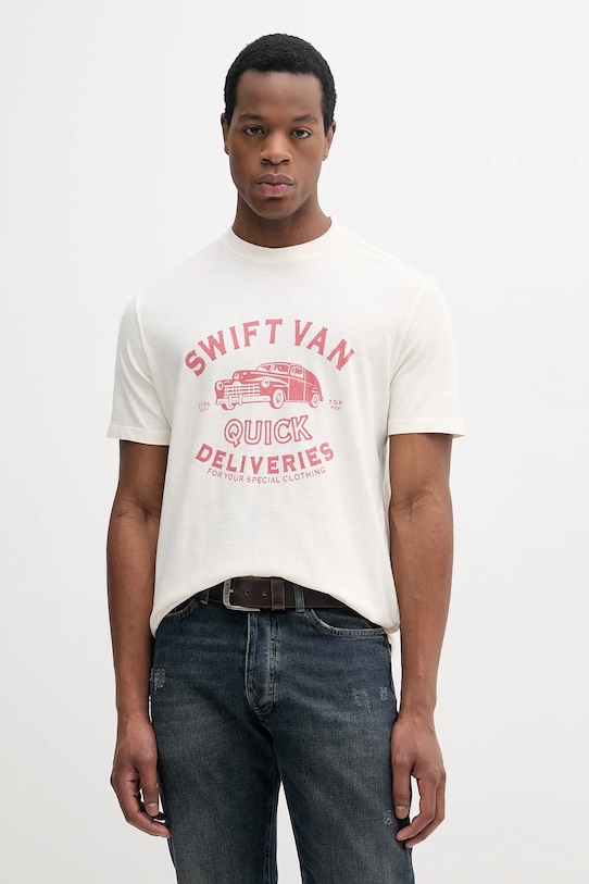 

Хлопковая футболка United Colors Of Benetton, бежевый