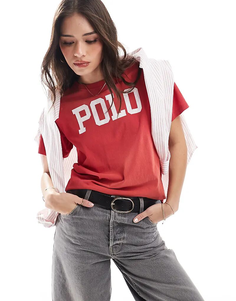 

Футболка с принтом на груди красного цвета Polo Ralph Lauren