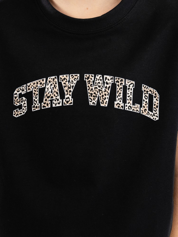 Футболка Urban Classics Stay Wild Leo Kids T-Shirt, black — фото 4