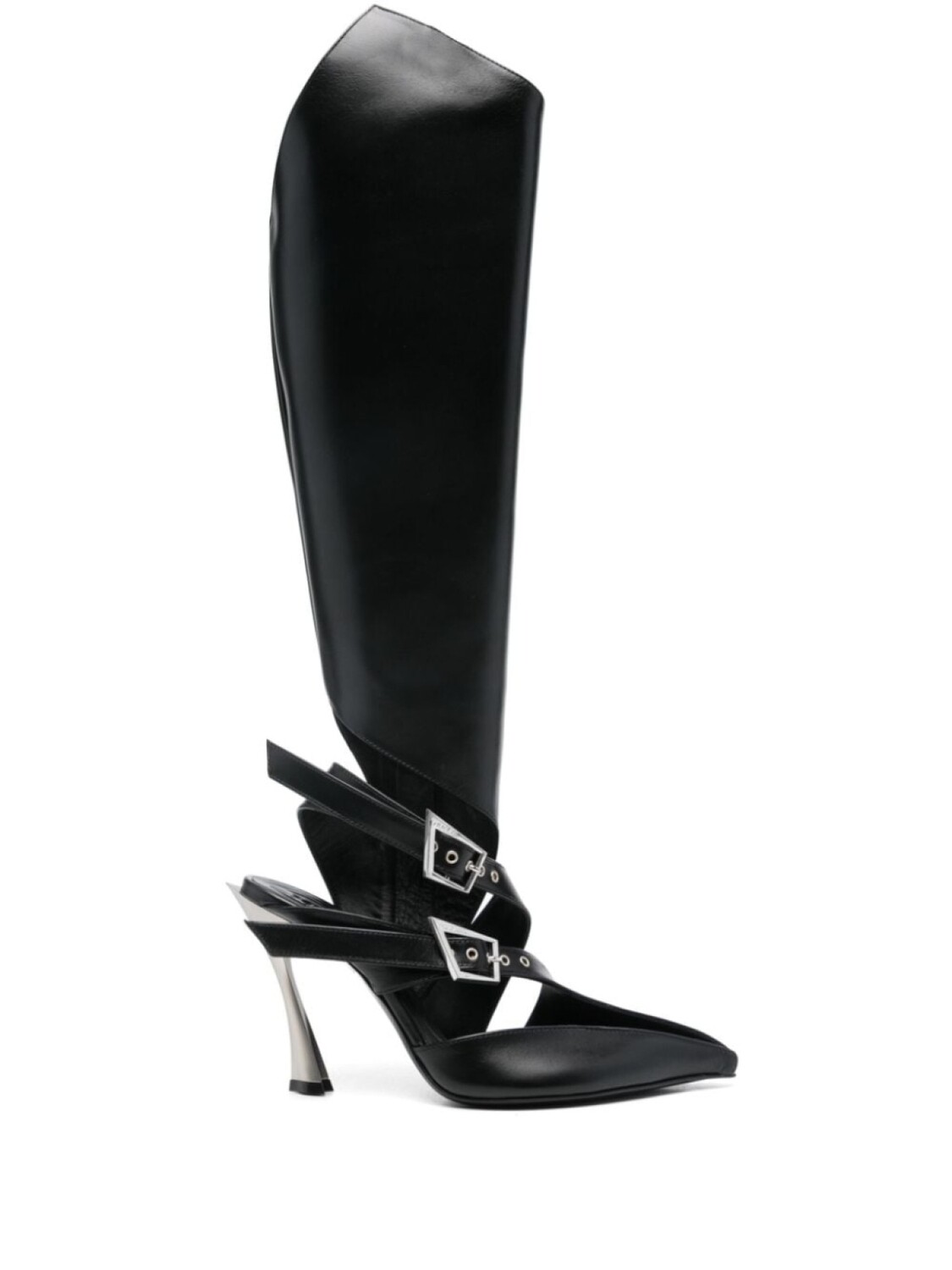 

95-мм кожаные ботинки с пряжками Mugler, черный