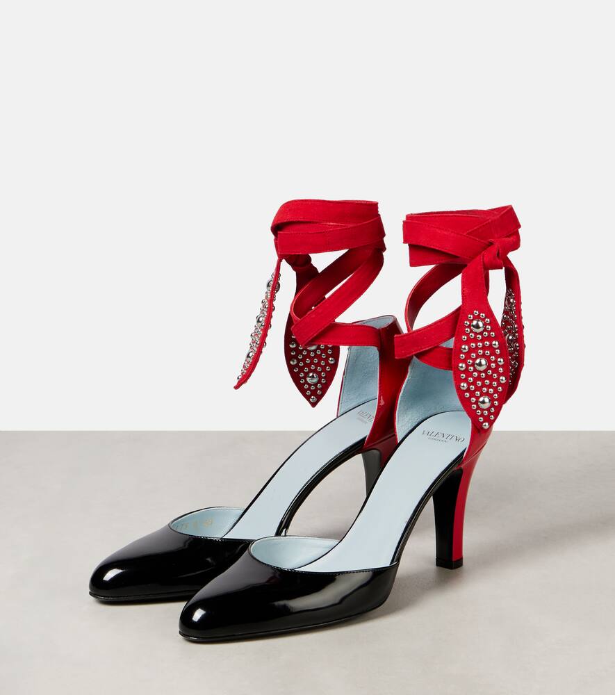 Туфли-лодочки из замши и кожи Valentino Garavani, Nero-Rouge Pur/Rouge Pur — фото 4