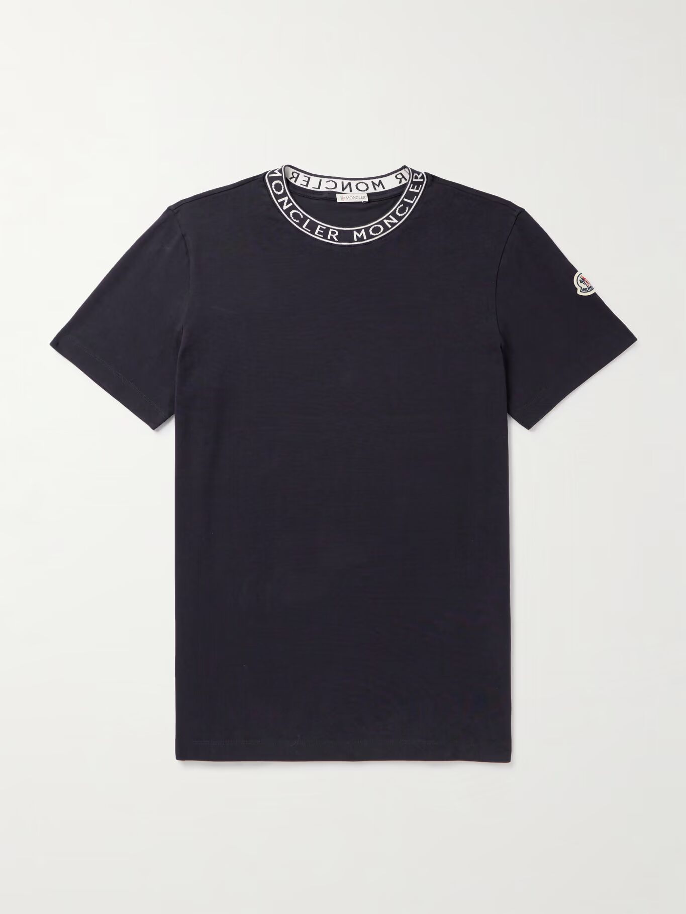 

Футболка Slim-Fit Logo-Jacquard Cotton-Jersey MONCLER, темно-синий