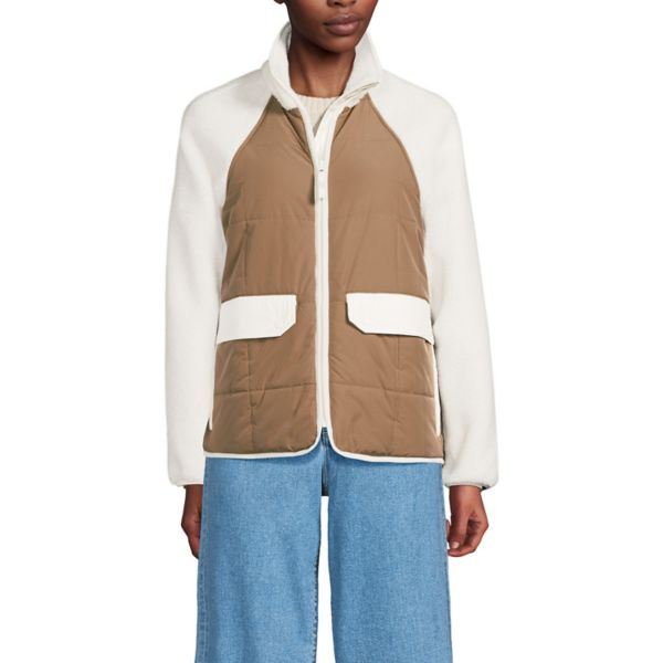 

Женская куртка из смесовых материалов с подкладкой из флиса Sherpa Lands' End, цвет ivory honey beige