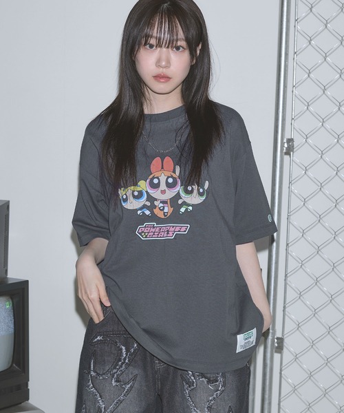 

Футболка с коротким рукавом и круглым вырезом, пигментированная, Buyer's Select/DISCUS x Powerpuff Girls, черный