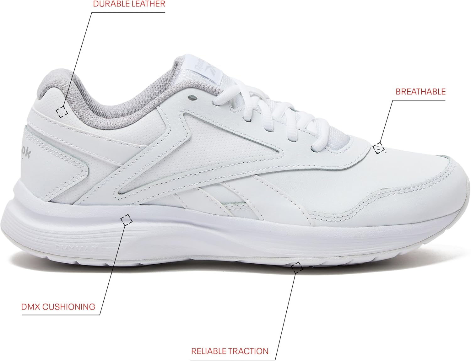 Мужские кроссовки для ходьбы Reebok Walk Ultra 7 DMX Max, белый/серый — фото 2