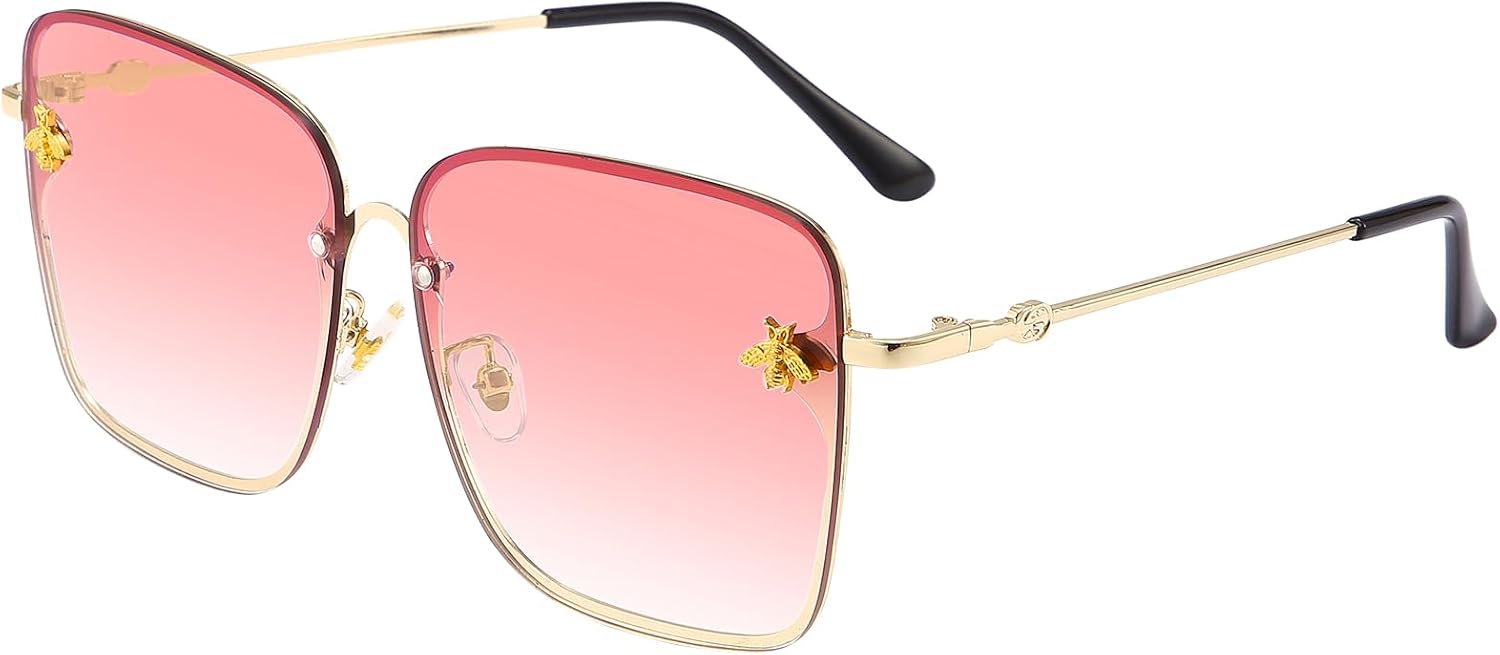 

Модные солнцезащитные очки Dollger увеличенного квадратного размера для женщин, градиентные линзы, большая металлическая оправа, ретро-розовые солнцезащитные очки с защитой UV400, A4:gradient Pink