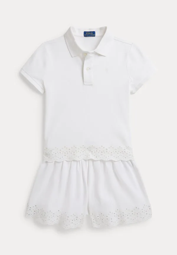 Поло из эластичной сетчатой ткани с перфорацией и шорты 714y. Polo Ralph Lauren, White