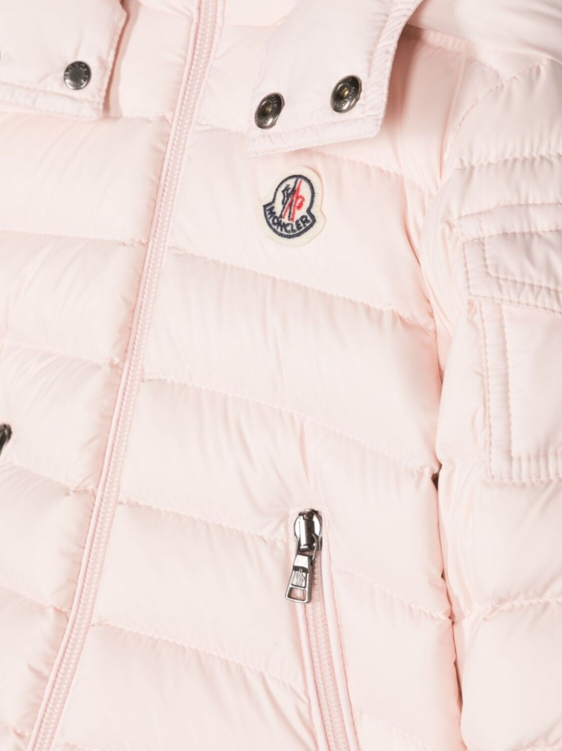 Moncler Enfant пуховик с капюшоном и нашивкой-логотипом, розовый — фото 3
