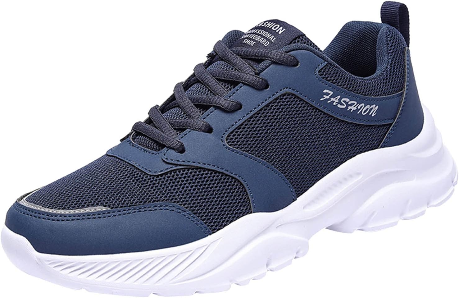 

Мужские кроссовки мода новый узор сезонные легкие спортивные туфли противоскользящие плоская подошва мужские классические кожаные кроссовки Generic, синий