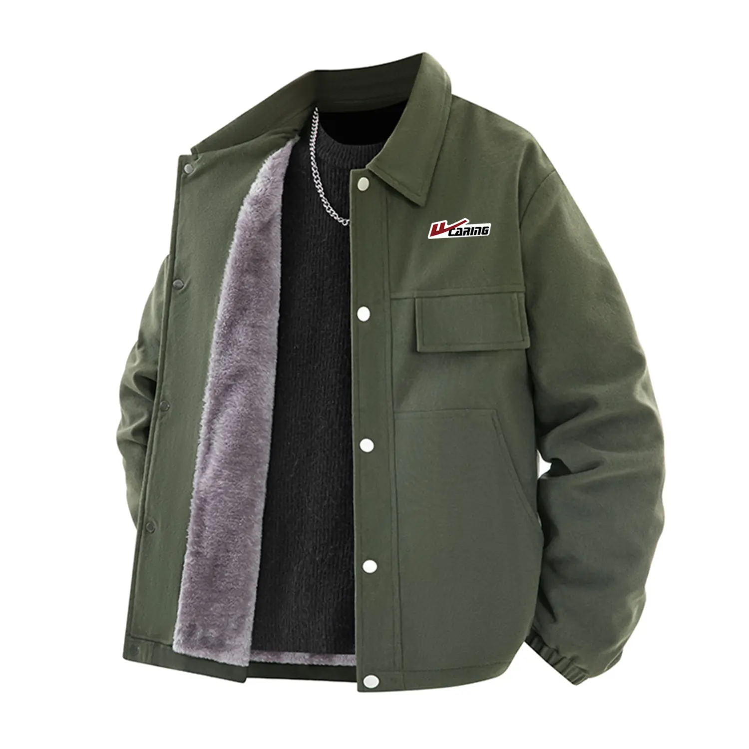 

Пуховик Unisex Lapel Fleece lined Puffer Jacket WARRIOR, forest зеленый (diy badge)